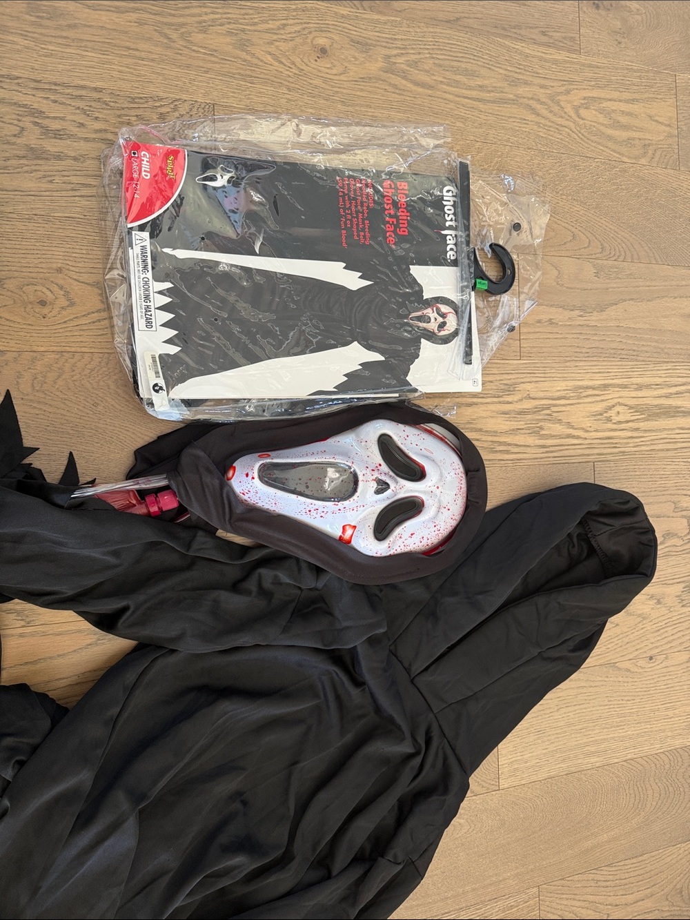 Spirit Ghost Face Kids Costume - Black and White with Red Accents